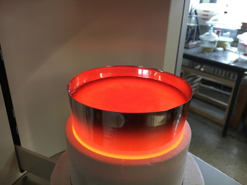 A sample of the lava remelted at Mainz University