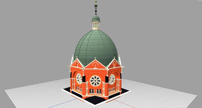 Die 3D-Rekonstruktion der Neuen Synagoge in Breslau von 1872 ist bereits Teil der Browseranwendung.