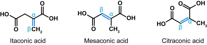 Structures of the isomeres of itaconic acid