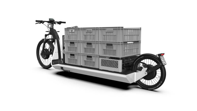 Rendering aus dem CAD-Modell des Lastenrads mit Beladung 