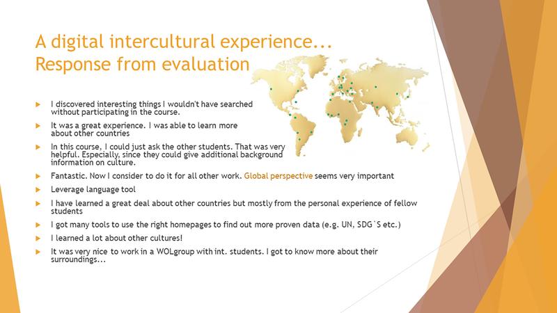 Feedback von Studierenden zur interkulturellen interdisziplinären Zusammenarbeit in Onlineteams. 