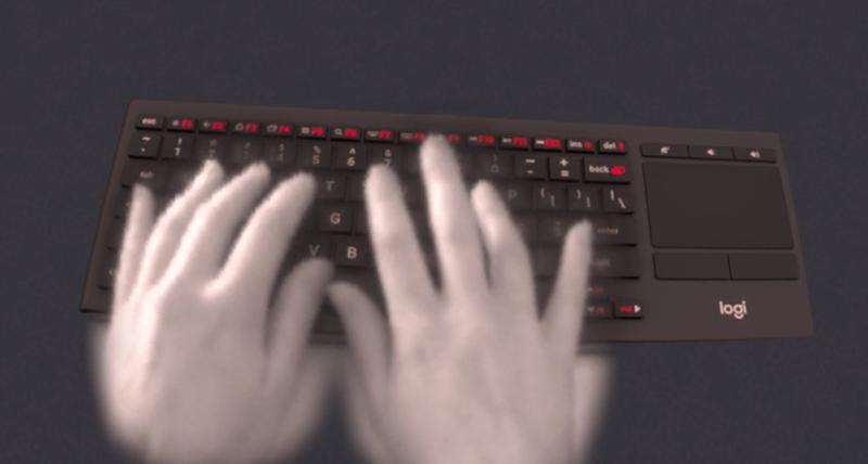 In der virtuellen Welt sind auch Tastatur und Hände virtuell. 
