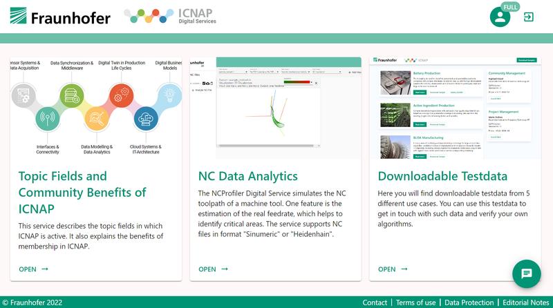 Von Cloud-Diensten über NC-Datenanalysen bis zum maschinellen Lernen: Das ICNAP Digital Service Portal bietet Unternehmen die Möglichkeit, sich mit den Vorteilen eines digitalen Werkzeugkastens einer vernetzten, adaptiven Produktion vertraut zu machen.