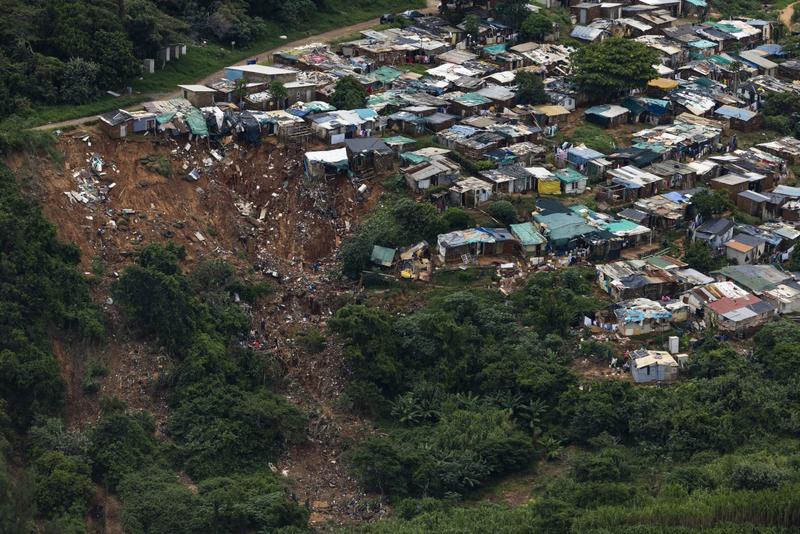 A landslide in the Durban area of South Africa, triggered by the April 2022 rainfall event. 