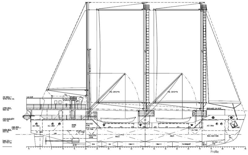 Ein Ausschnitt aus dem Generalplan für den Inselversorger mit Segelantrieb für die Marshall Islands.