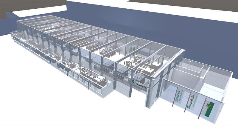 Rendering des sich im Auf-bau befindlichen Hydrogen Lab Görlitz auf dem Gelände des Siemens Energy Campus.