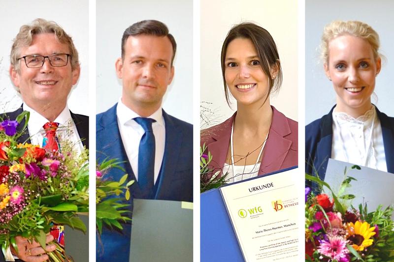 Mit Preisen ausgezeichnet: Professor Roland Nau, Dr. Mathias Schlögl, Marie-Theres Huemer sowie Alina Napetschnig