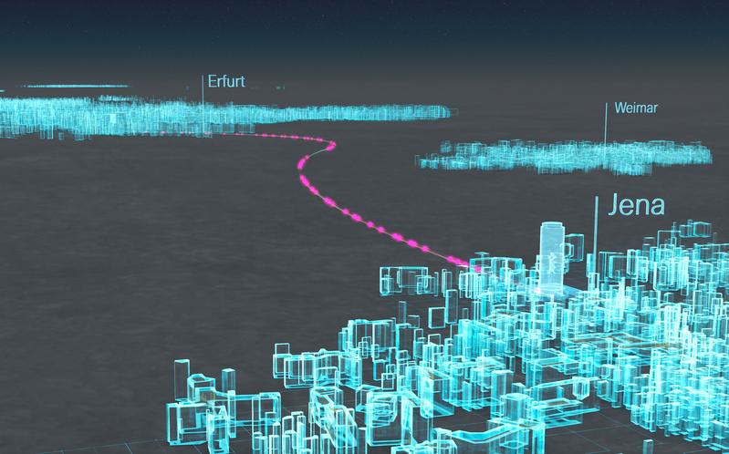 Über 75 km erstreckt sich die Quanten-Faser-Teststrecke zwischen Jena und Erfurt.