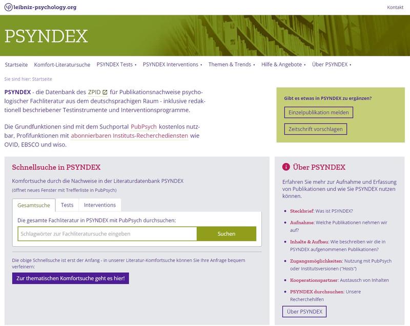 Screenshot psyndex.de