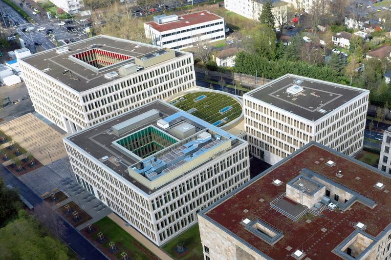 Luftbild des neuen Gebäudes für die Sprach- und Kulturwissenschaften der Goethe-Universität