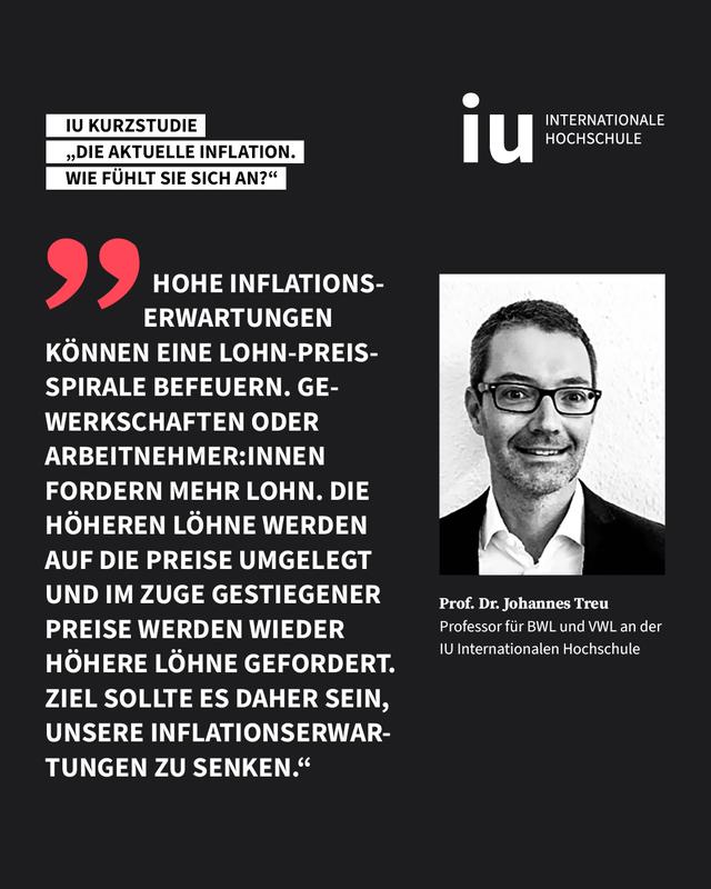 Grafik: Statement von Prof. Dr. Johannes Treu zur Inflationserwartung