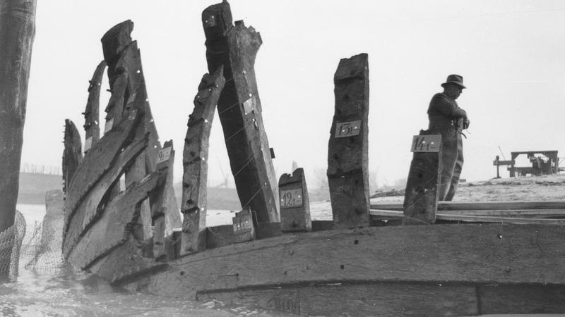 Fund der Bremer Kogge in der Weser bei Woltmershausen.