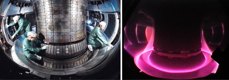 Blick ins Innere des Plasmagefäßes der Fusionsanlage ASDEX Upgrade