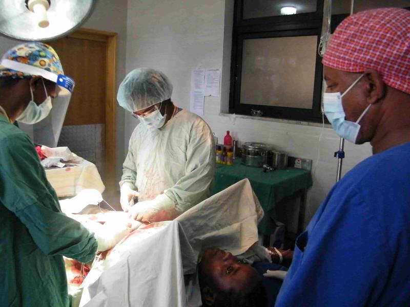 Emergency surgical officer during a cesarean section 