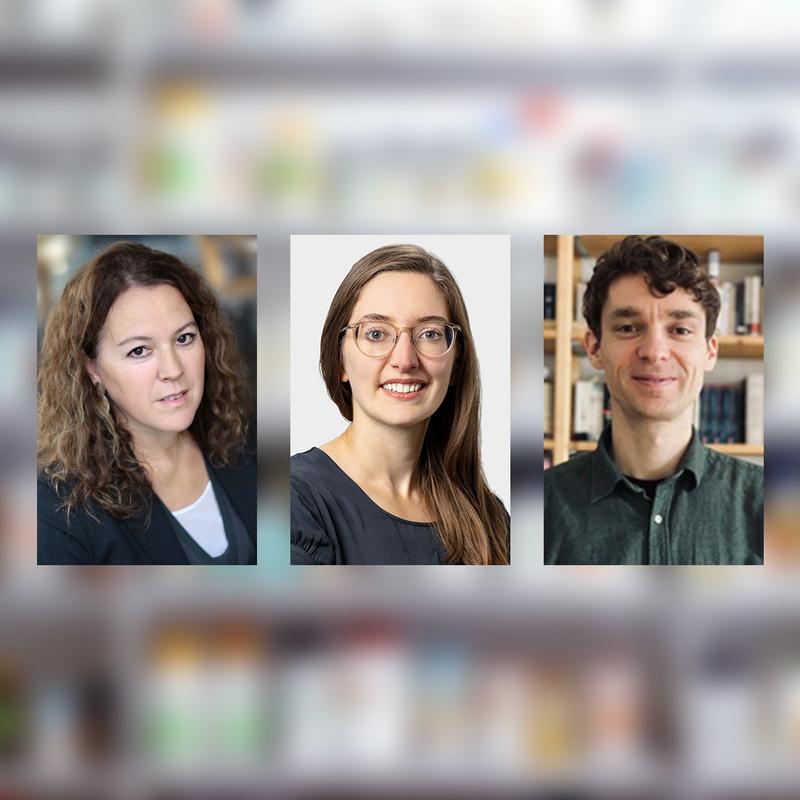 Sie leiten die Tagung zum Personalpronomen (v.l.): die Literaturwissenschaftler*innen Prof’in Dr. Mona Körte, Dr. Elisa Ronzheimer und Dr. Sebastian Schönbeck. 