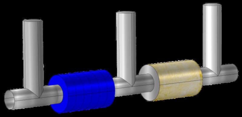 Rohrschalldämpfer aus vibroakustischen Metamaterialien.