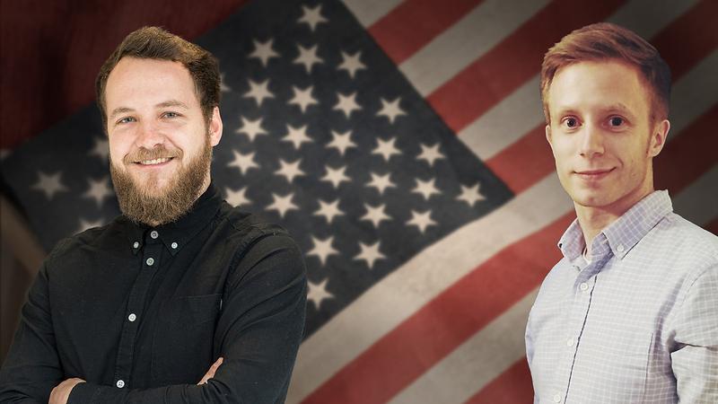 USA-Experte Dr. Daniel Ziesche (l.) von der TU Chemnitz und Brent Benofsky, TU-Student und US-Amerikaner.