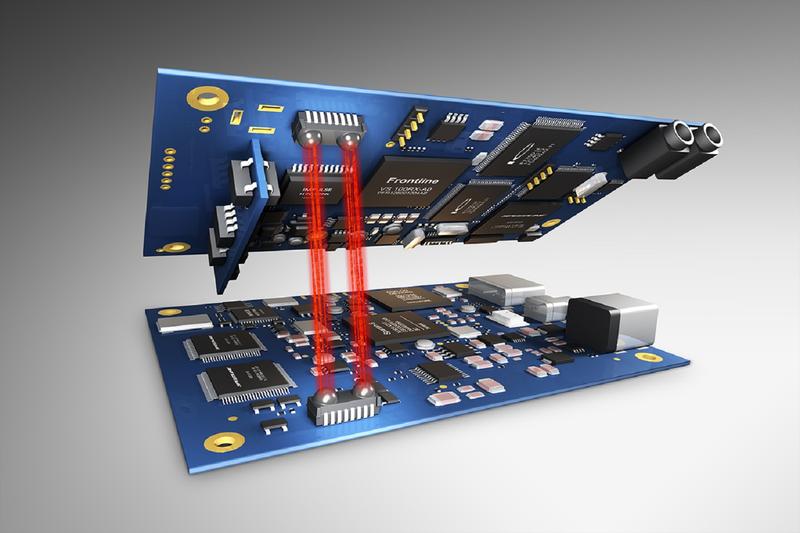 Li-Fi GigaDock® of Fraunhofer IPMS enables optical data transmission of large amounts of data at low latencies.