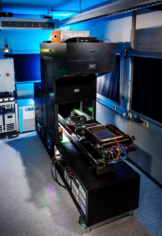 Measurement system for the calibration of M10 and G12 solar cells with a new WAVELABS LED solar simulator.