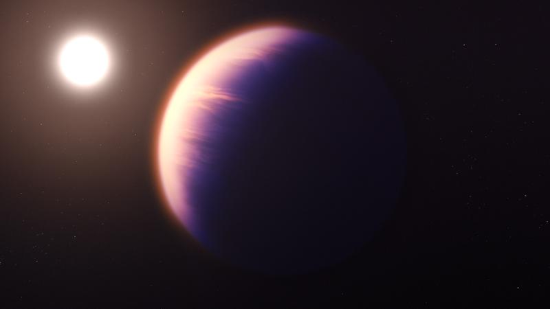 Eine Illustration, die zeigt, wie der Exoplanet WASP-39b nach dem derzeitigen Wissen über den Planeten aussehen könnte.