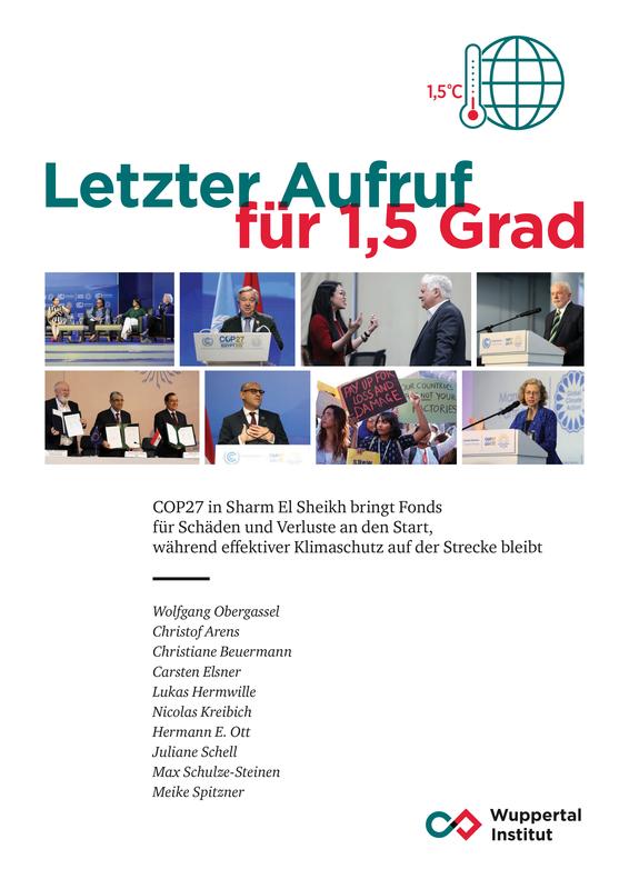 Cover des Anlyseberichts "Letzter Aufruf für 1,5 Grad" des Wuppertal Instituts