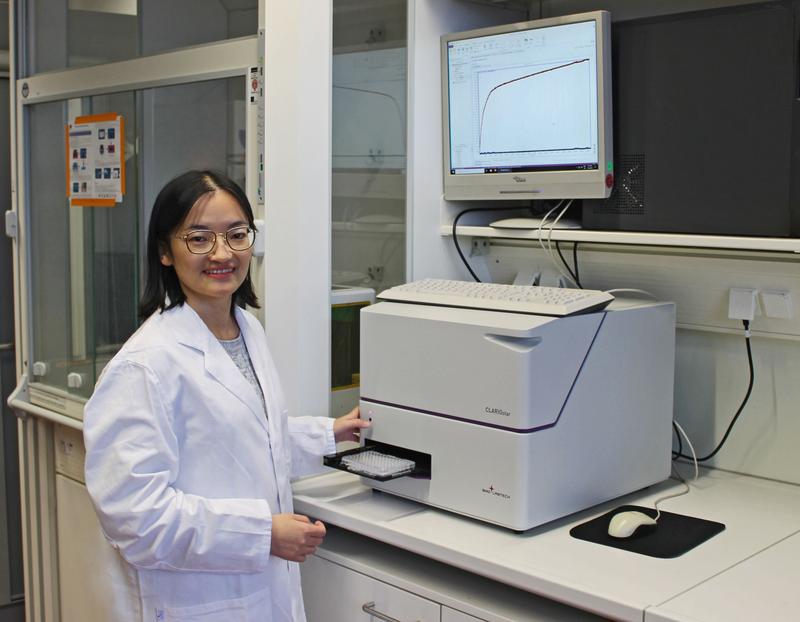 First author Chengzhang Xu during studies on the thermal stability of enzymes.