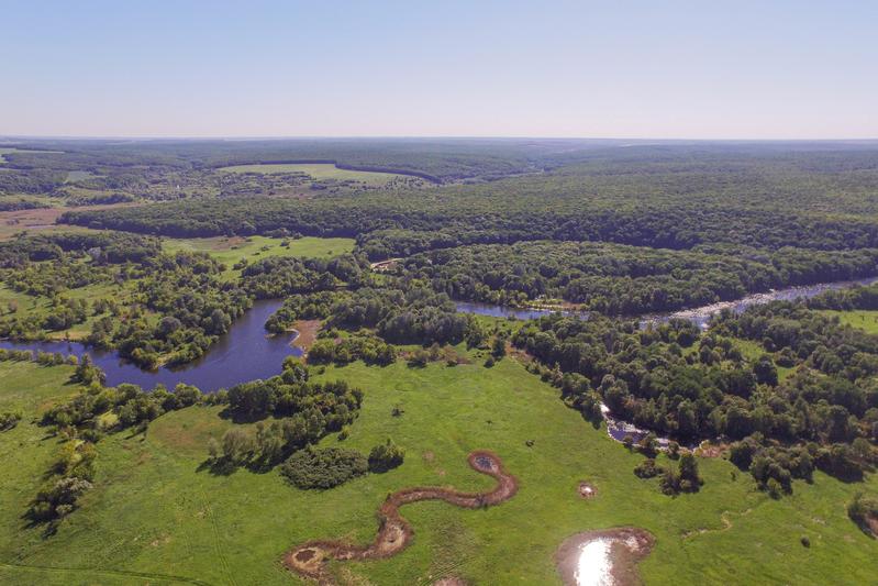 Alte Wälder und Flusslebensläufe in der Ost-Ukraine