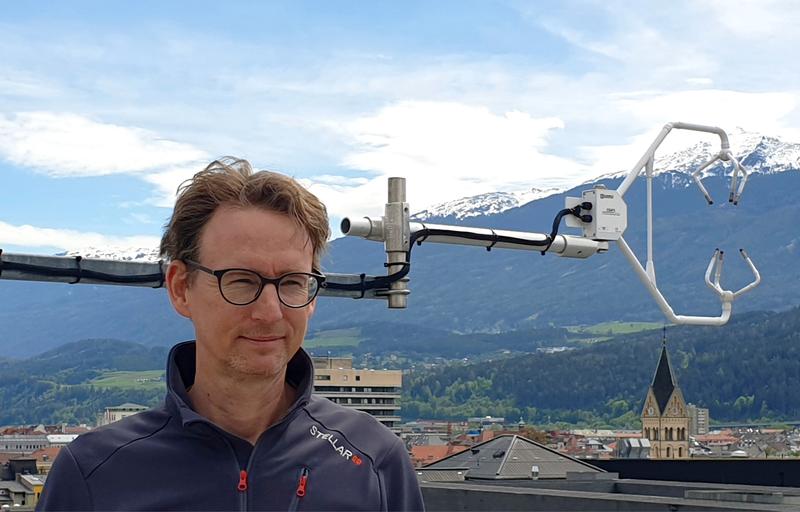 Atmospheric scientist Thomas Karl examines the air above Innsbruck, Austria.