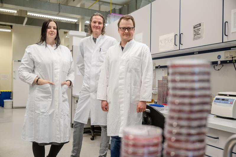  Martina Cremadus, Hans-Jörg Berthold und Niels Pfennigwerth (von links) überwachen im Nationalen Referenzzentrum für gramnegative Krankenhauserreger das Auftreten multiresistenter Bakterien. 