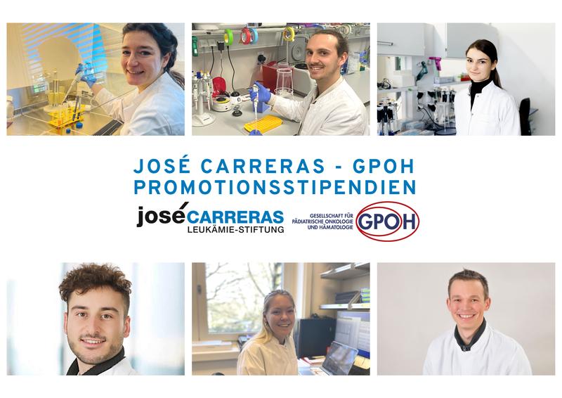 Vergabe der José Carreras-GPOH Promotionsstipendien in 2023 an: (v.l.n.r., oben) Miriam Alkemper, Christian Brückner, Elisa Felix;  (v.l.n.r., unten) Yannick Niklas Lorz, Luisa Kruppa, Tobias Theinert