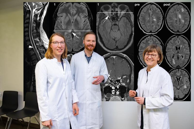 As part of a study, they interviewed people with rare autoimmune diseases: Franziska Bütow, Dr. Hümmert and Professor Trebst (from left to right). 