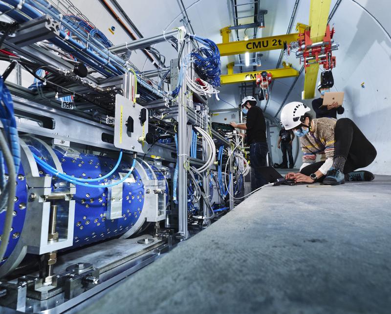 Der FASER-Detektor (Forward Search Experiment) im Tunnel des Large Hadron Collider (LHC) des CERN in Genf