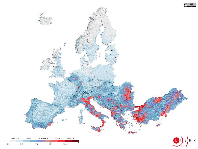 Risiko für Erdbeben in Europa.