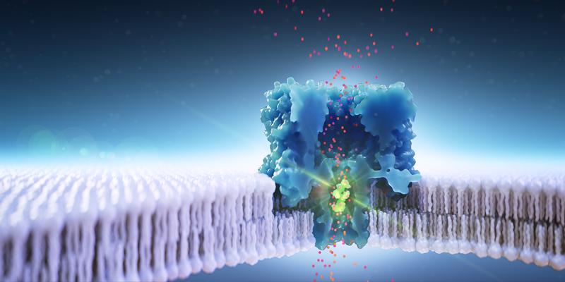 Stilisierte Darstellung einer Nanopore - Key Visual des Clusters nanodiag BW