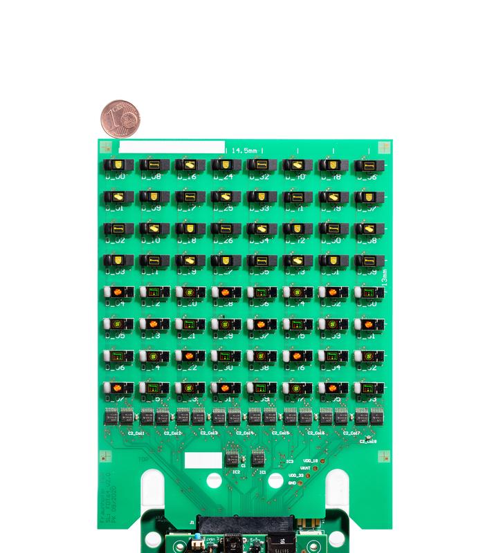 Test board with monochrome and multicolor OLED microdisplays in low-power design