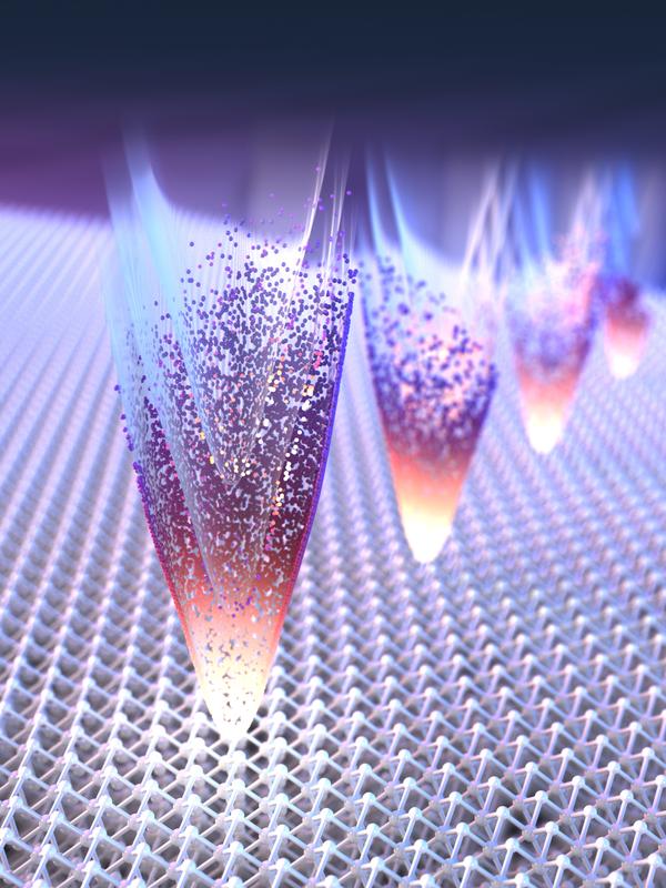 When electrons in a topological insulator surface are accelerated in their energy-momentum band (lowest cone) by strong lightwaves, Floquet-Bloch replica “dress” the equilibrium band. Subcycle band-structure videography reveals the formation dynamics.