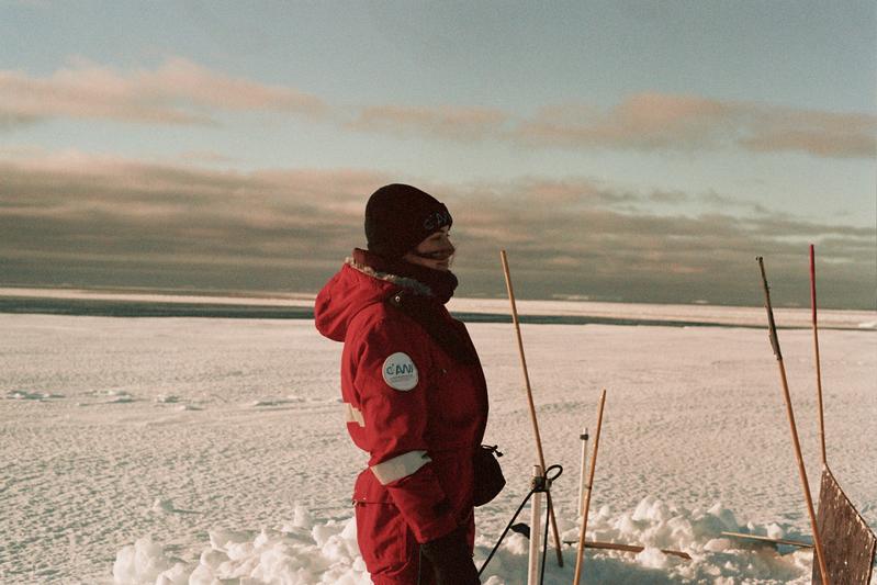 Irene Roca during her research on Antarctic seals at the PALAOA accoustic observatory of the Alfred Wegener Institute.