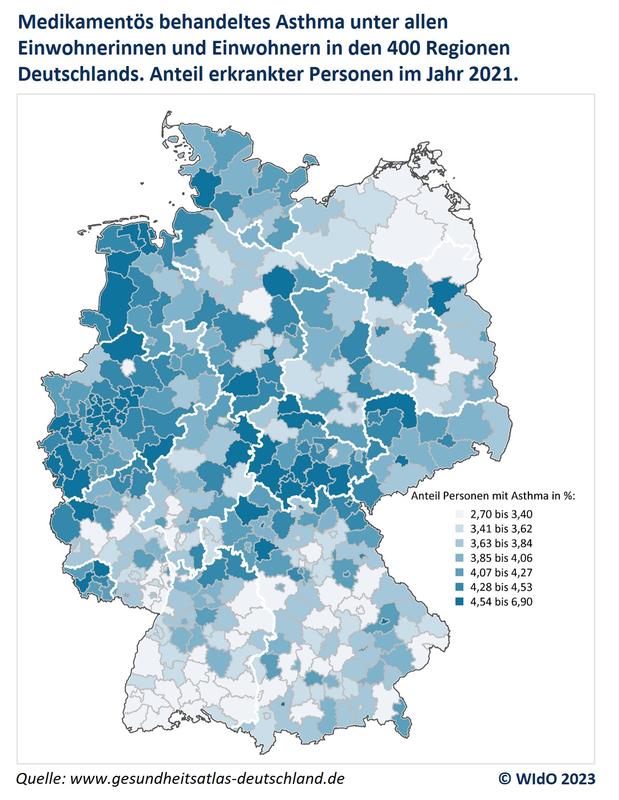 Häufigkeit von medikamentös behandelten Asthma-Erkrankungen 