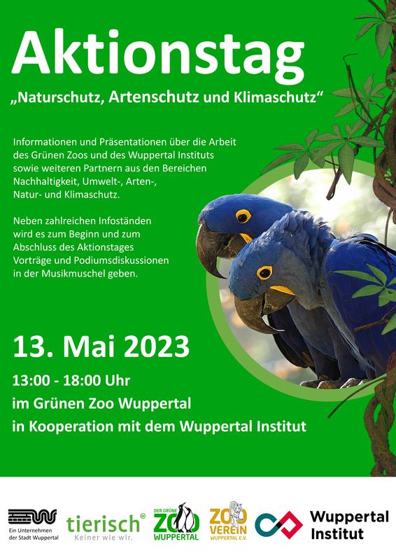Der Grüne Zoo Wuppertal und das Wuppertal Institut veranstalten am 13. Mai 2023 einen großen Aktionstag zum Thema „Naturschutz, Artenschutz und Klimaschutz”.