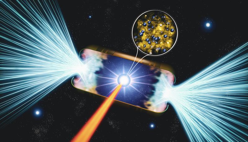 Mit Hilfe des stärksten Lasers der Welt konnten Forscher*innen Laborexperimente durchführen, bei denen sie Ionisation durch extreme Kompression von Materie erreicht haben.
