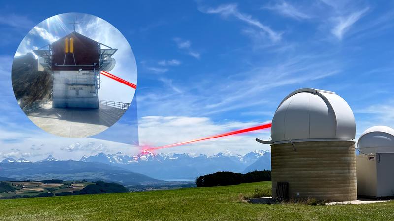 Die Forschenden testeten die Datenübertragung per Laser über 53 Kilometer vom Jungfraujoch nach Zimmerwald nahe Bern. 
