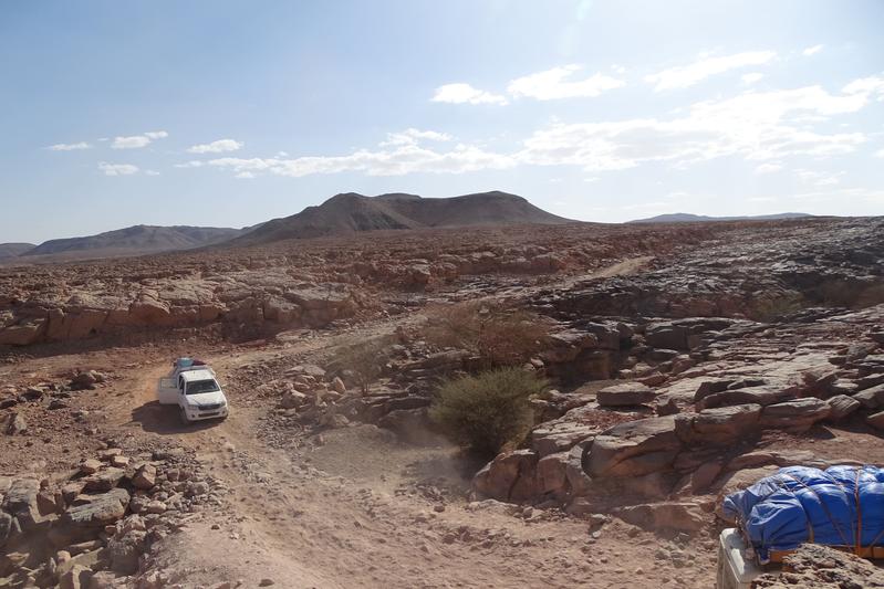 Approach to the gardens through the Tibesti Mountains.