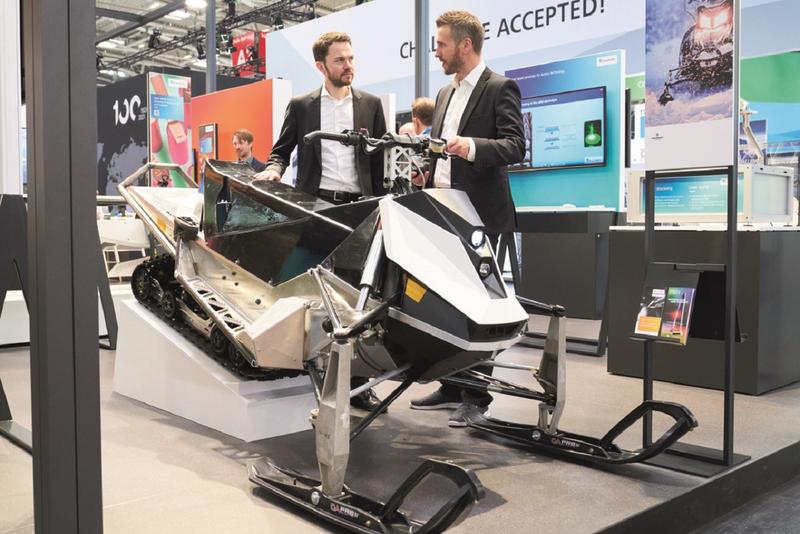 Ein echter Hingucker in München: Das elektrische Schneemobil von Aurora Powertrains. Die Fügetechnik für die kältefesten Batterien stammt von den Laserschweiß-Fachleuten des Fraunhofer ILT aus Aachen.
