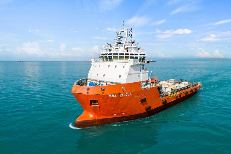 The MMA Valour - the ship of the IODP ex­ped­i­tion 389. Photo: ECORD