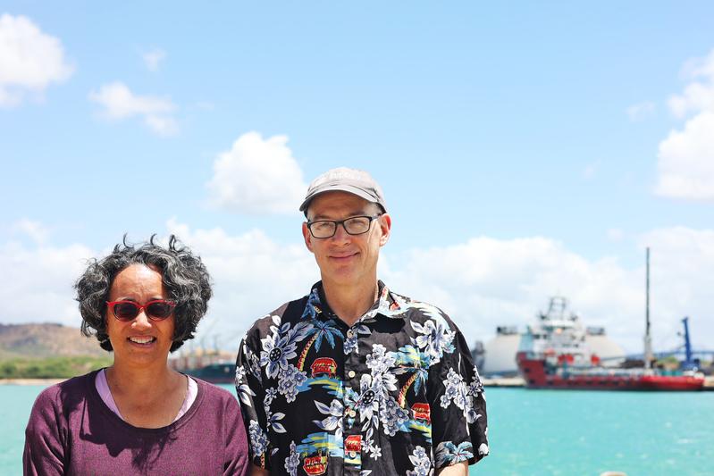 The Co-Chiefs scientists Professor Christina Ravelo (Ocean Sciences Department at the University of California, Santa Cruz, USA) and Professor Jody Webster (School of Geosciences, the University of Sydney, Australia).  Photo: ECORD/IODP