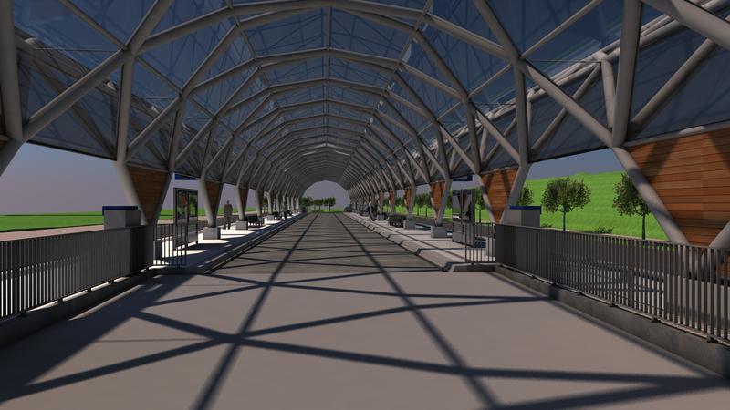 Die von den Studenten entwickelte Mobilitätsstation ist eine kombinierte Bus- und U-Bahnhaltestelle.