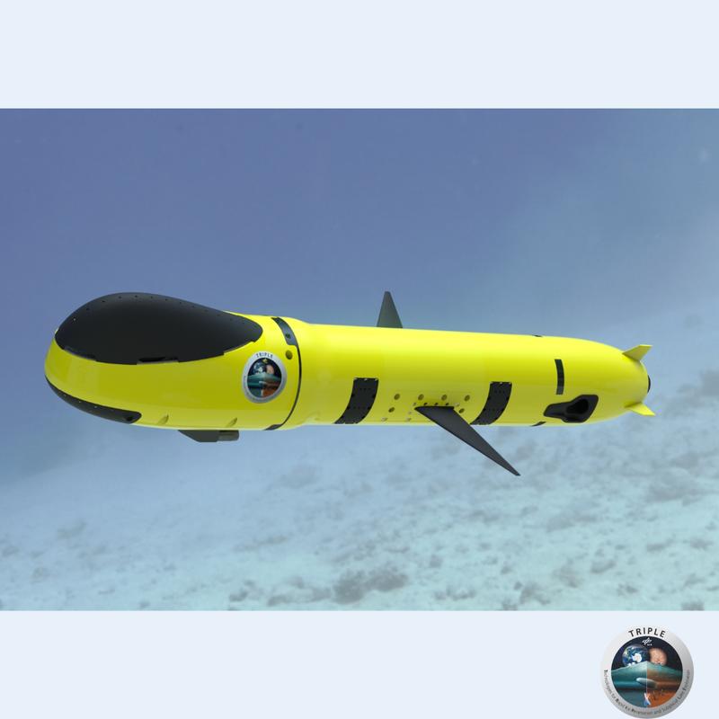 Modell des Miniatur-Unterwasserfahrzeugs, das am MARUM mit Partnern aus der Industrie entwickelt wird. Es wird einen Durchmesser von etwa zehn und eine Länge von circa 50 Zentimetern haben.