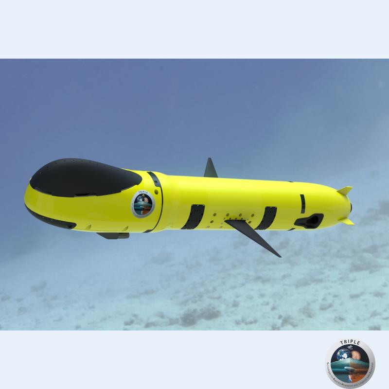 Modell des Miniatur-Unterwasserfahrzeugs, das am MARUM mit Partnern aus der Industrie entwickelt wird. Es wird einen Durchmesser von etwa zehn und eine Länge von circa 50 Zentimetern haben.