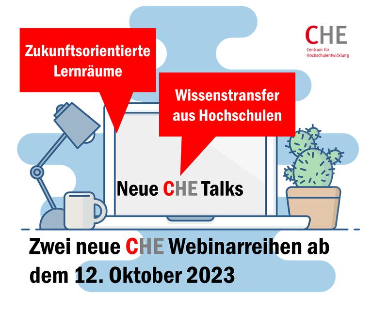 Webinarreihe „CHE Talks“ startet zum Wintersemester mit zwei neuen Staffeln zu Lernräumen und Wissenstransfer