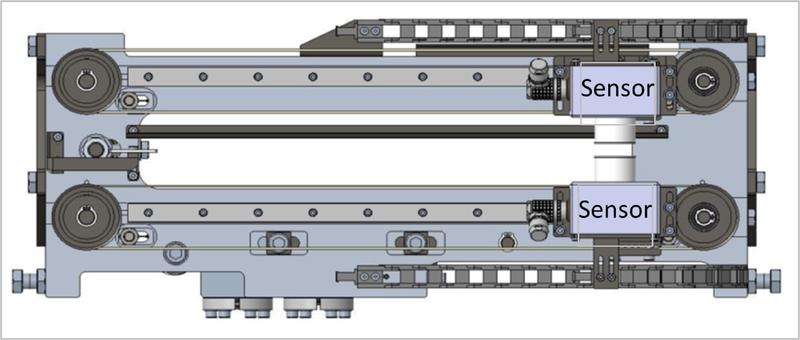 Zwei integrierte EddyCus® TF inline Traversensensoren 